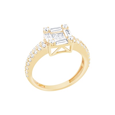 14 Ayar Sarı Altın Baget Yüzük