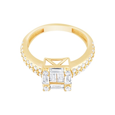 14 Ayar Sarı Altın Baget Yüzük