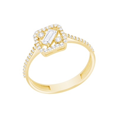 14 Ayar Sarı Altın Baget Yüzük