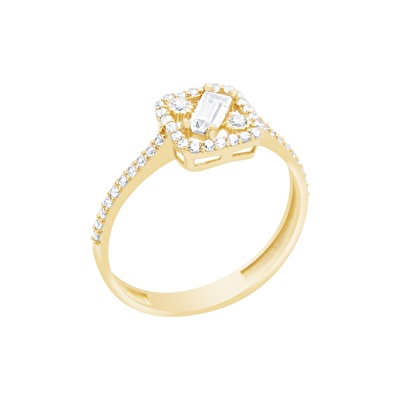 14 Ayar Sarı Altın Baget Yüzük