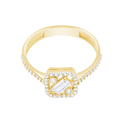 14 Ayar Sarı Altın Baget Yüzük