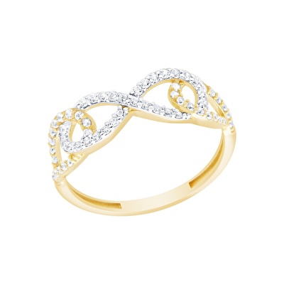 14 Ayar Sarı Altın Taşlı Yüzük