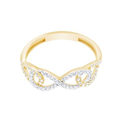 14 Ayar Sarı Altın Taşlı Yüzük