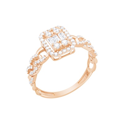 14 Ayar Rose Altın Baget Yüzük