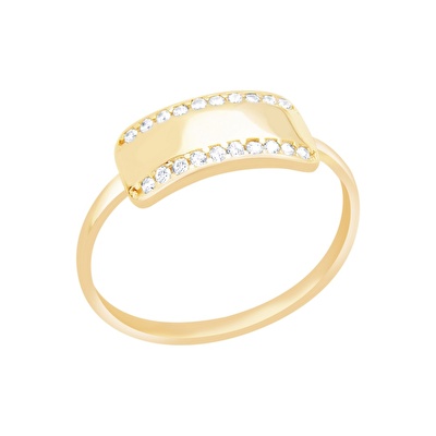 14 Ayar Sarı Altın Taşlı Yüzük