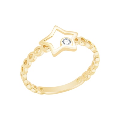 14 Ayar Sarı Altın Yıldız Figürlü Yüzük