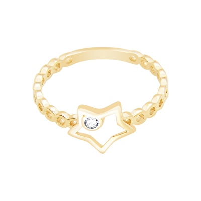 14 Ayar Sarı Altın Yıldız Figürlü Yüzük