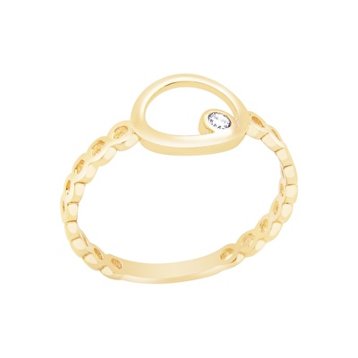 14 Ayar Sarı Altın Taşlı Yüzük