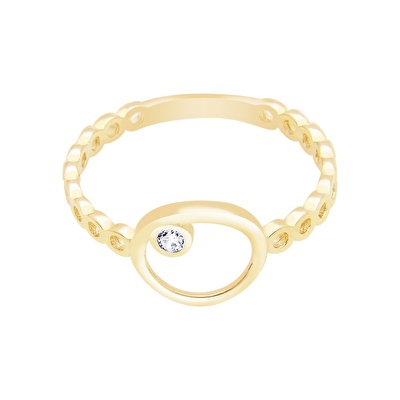 14 Ayar Sarı Altın Taşlı Yüzük