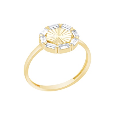 14 Ayar Sarı Altın Baget Yüzük