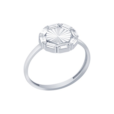 14 Ayar Beyaz Altın Baget Yüzük