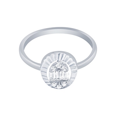 14 Ayar Beyaz Altın Baget Yüzük