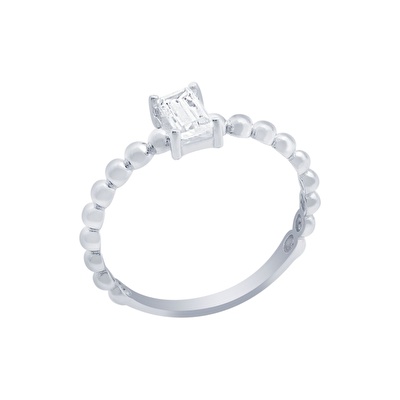 14 Ayar Beyaz Altın Baget Yüzük