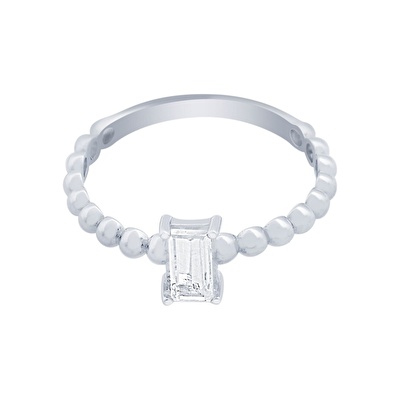 14 Ayar Beyaz Altın Baget Yüzük