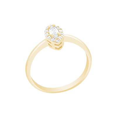 14 Ayar Sarı Altın Taşlı Yüzük