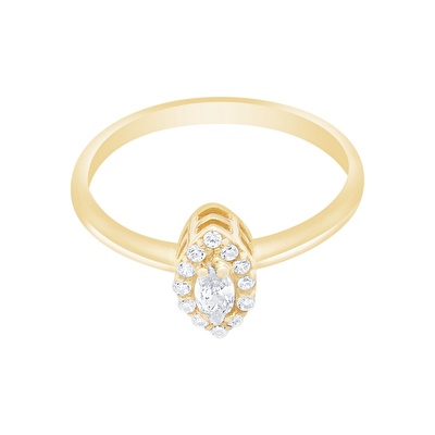 14 Ayar Sarı Altın Taşlı Yüzük