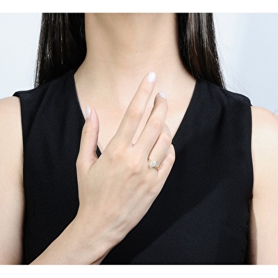 14 Ayar Sarı Altın Taşlı Yüzük