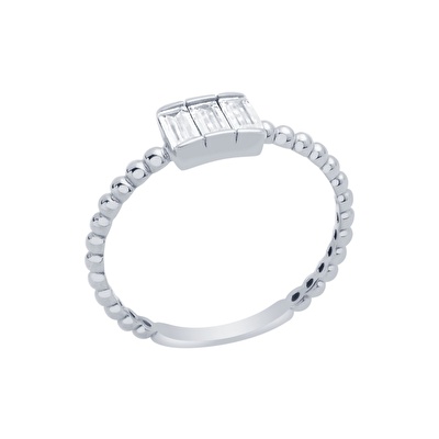 14 Ayar Beyaz Altın Baget Yüzük