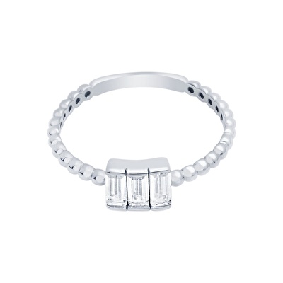 14 Ayar Beyaz Altın Baget Yüzük