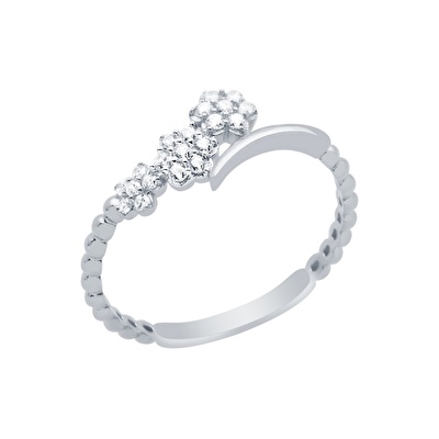 14 Ayar Beyaz Altın Taşlı Yüzük