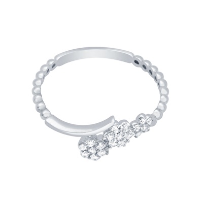 14 Ayar Beyaz Altın Taşlı Yüzük