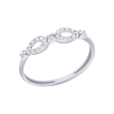 14 Ayar Beyaz Altın Taşlı Yüzük