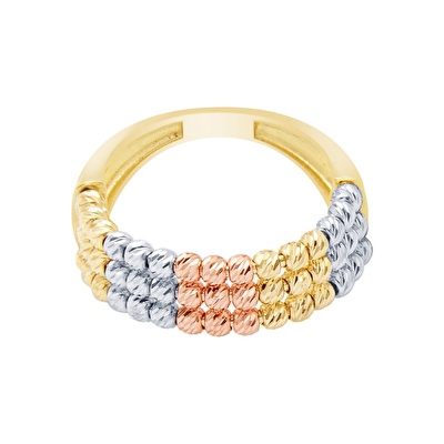 14 Ayar 3 Renkli Altın Toplu Yüzük