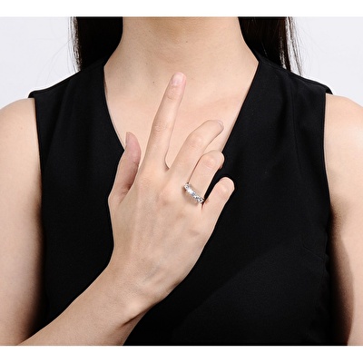 14 Ayar Sarı-Beyaz Altın Beştaş Yüzük