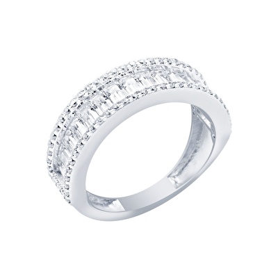 14 Ayar Beyaz Altın Baget Yüzük