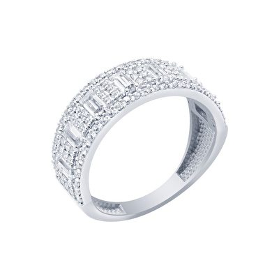 14 Ayar Beyaz Altın Baget Yüzük