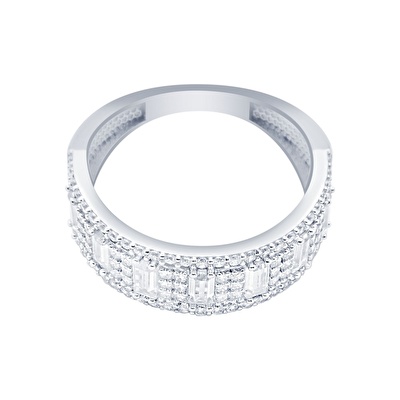 14 Ayar Beyaz Altın Baget Yüzük