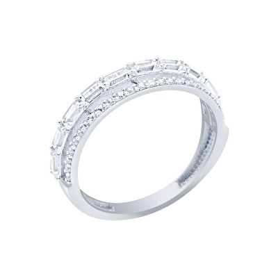 14 Ayar Beyaz Altın Baget Yüzük