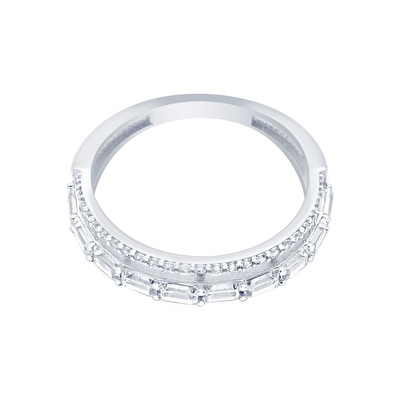 14 Ayar Beyaz Altın Baget Yüzük