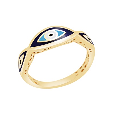 14 Ayar Sarı Altın Göz Figürlü Yüzük