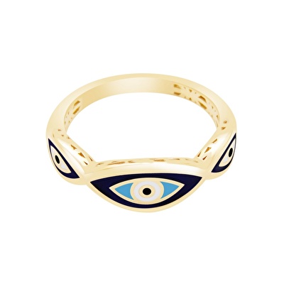 14 Ayar Sarı Altın Göz Figürlü Yüzük