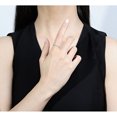 14 Ayar Beyaz Altın Tamtur Yüzük