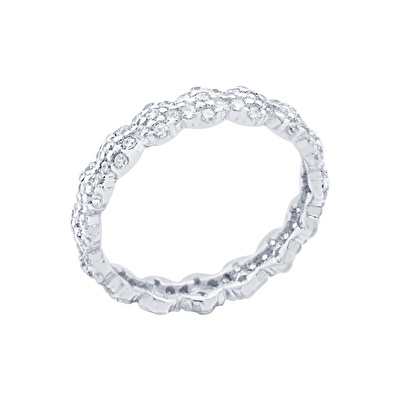 14 Ayar Beyaz Altın Tamtur Yüzük