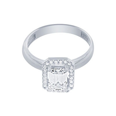 14 Ayar Beyaz Altın Baget Yüzük