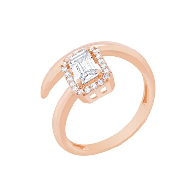 14 Ayar Rose Altın Baget Yüzük