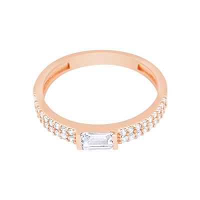 14 Ayar Rose Altın Baget Yüzük