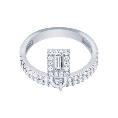 14 Ayar Beyaz Altın Baget Yüzük