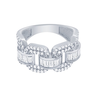 14 Ayar Beyaz Altın Baget Yüzük