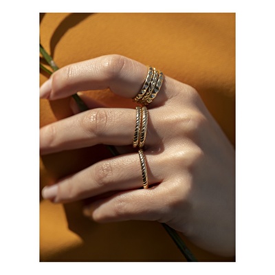 14 Ayar Sarı Altın Trend Burgu Yüzük