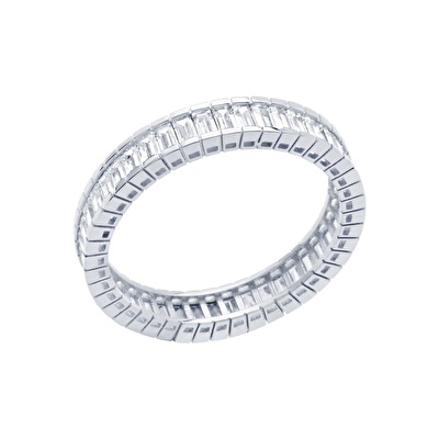 14 Ayar Beyaz Altın Tamtur Yüzük