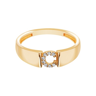 14 Ayar Sarı Altın C Harf Yüzük