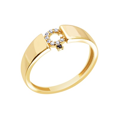 14 Ayar Sarı Altın Ç Harf Yüzük