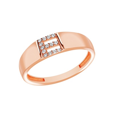 14 Ayar Rose Altın E Harf Yüzük