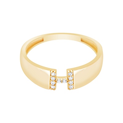 14 Ayar Sarı Altın H Harf Yüzük