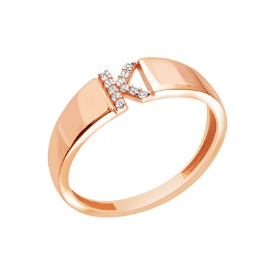 14 Ayar Rose Altın K Harf Yüzük