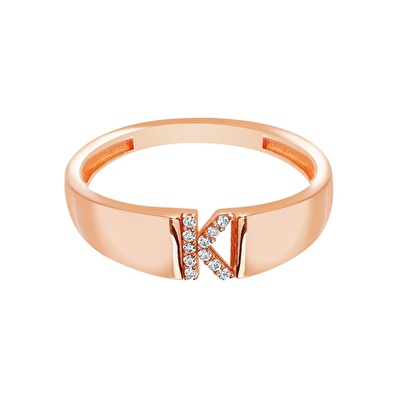 14 Ayar Rose Altın K Harf Yüzük